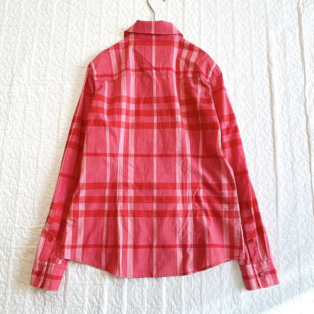 美品✨ バーバリーロンドン メガチェック シャツ ブラウス 洗える 赤 38