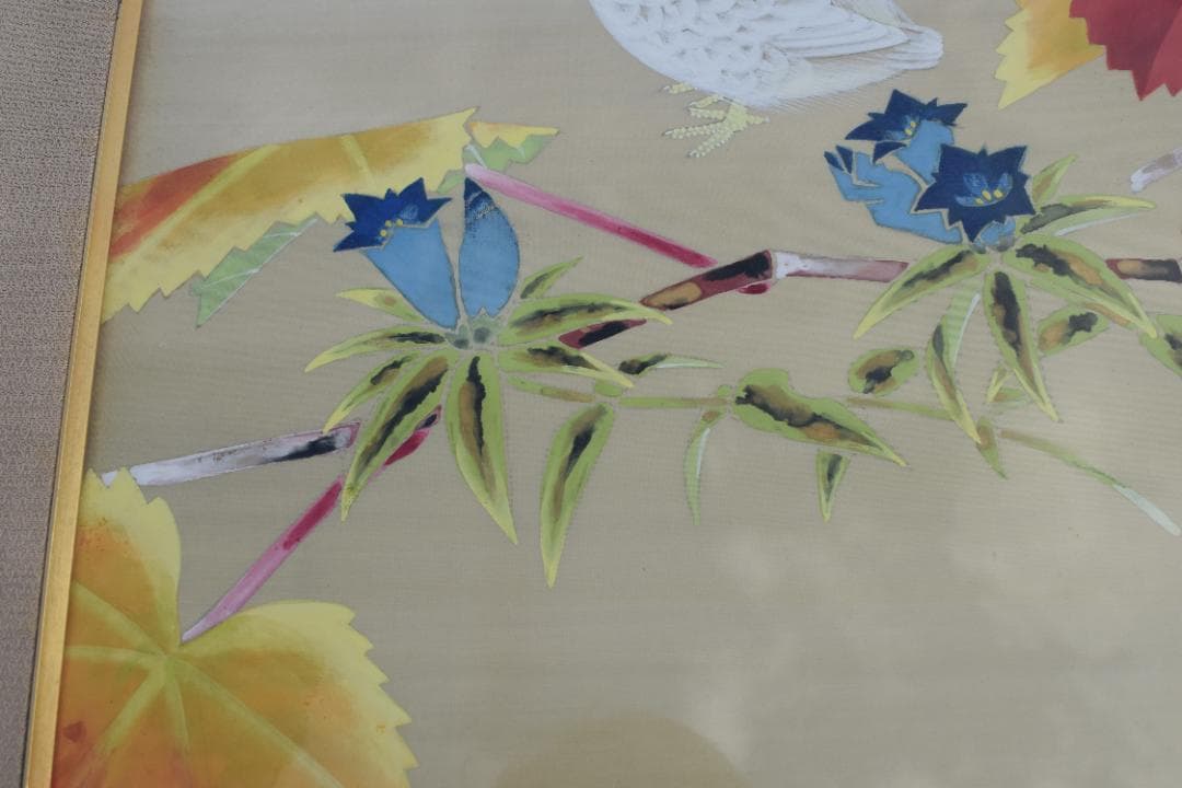【真作】高田美一/花鳥図/紅葉雷鳥図/掛軸☆宝船☆Y-842　JM