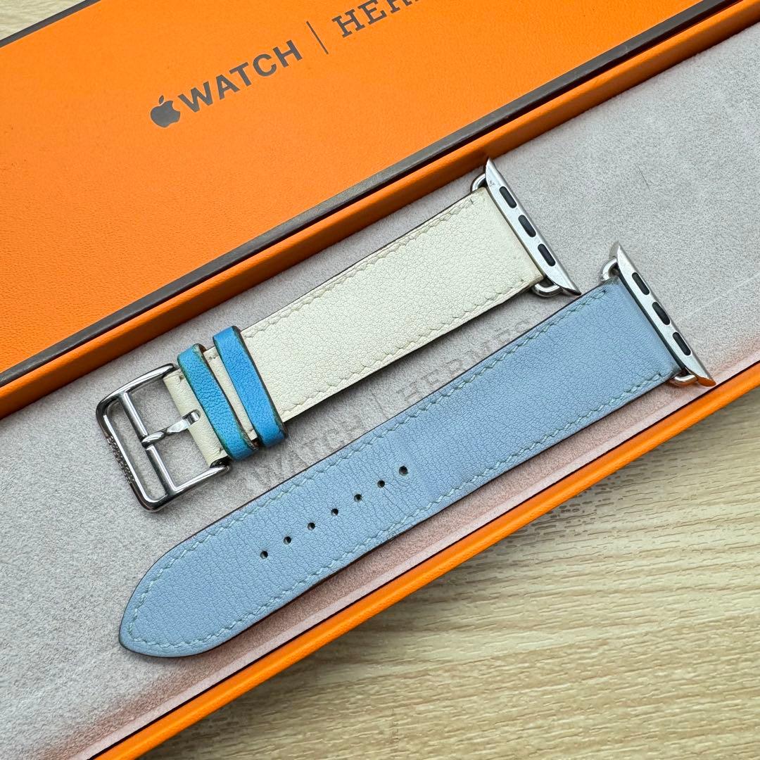 2459 Apple Watch エルメス　ブルーラン　ホワイト　HERMES