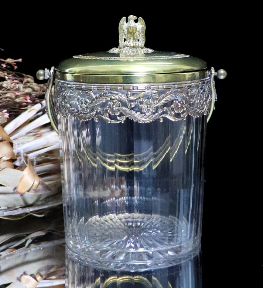 オールド・バカラ 1890年頃 極稀少 金装飾イーグル ビスケットジャー 1kg