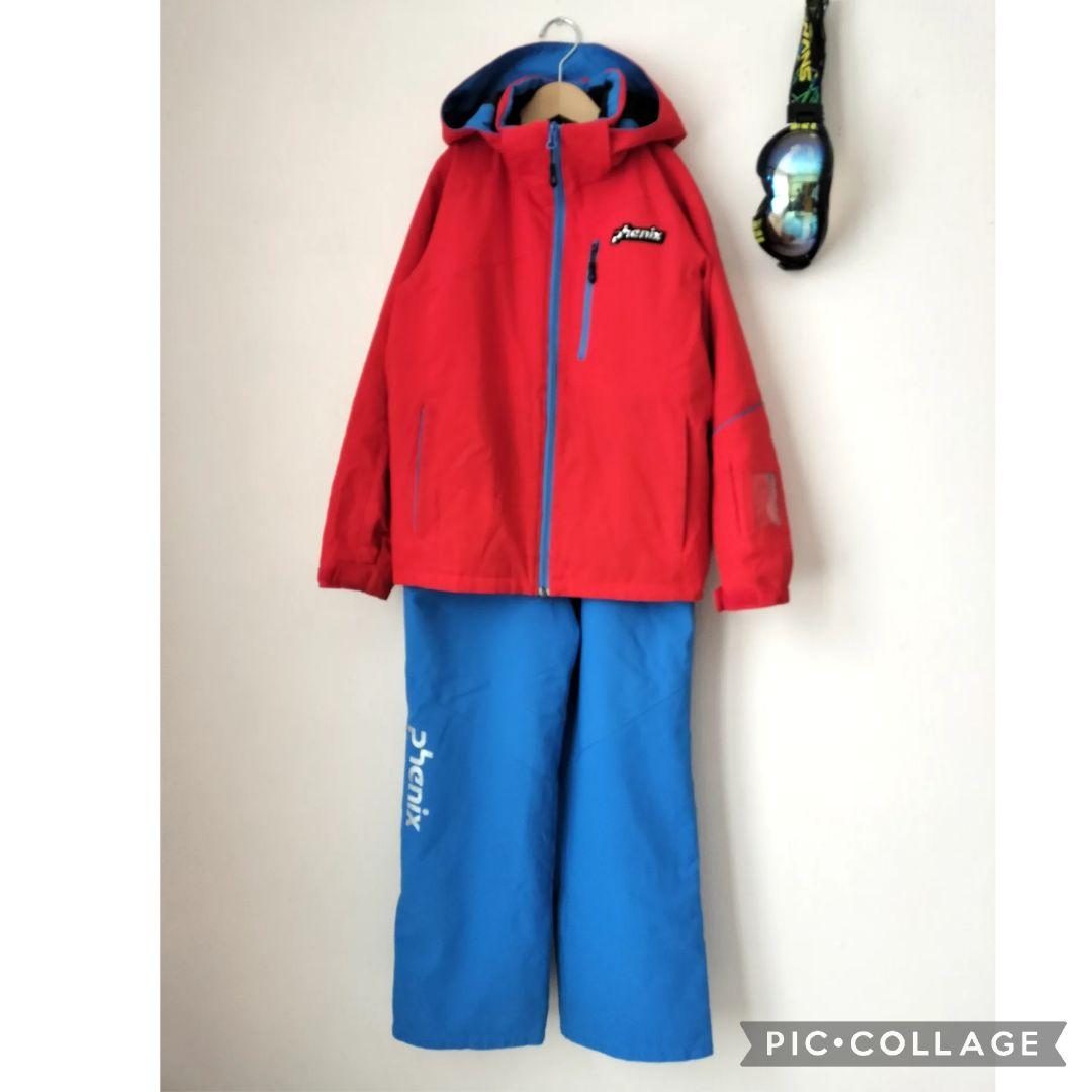 美品　PHENIX デモモデル スキーウェア上下 150 ジュニア 男の子 赤青