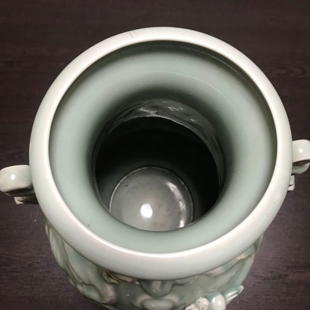 特大　中国花瓶　古美術　青瓷 陽刻龍紋　中国龍泉　龍泉窯 花瓶 美術品 骨董品