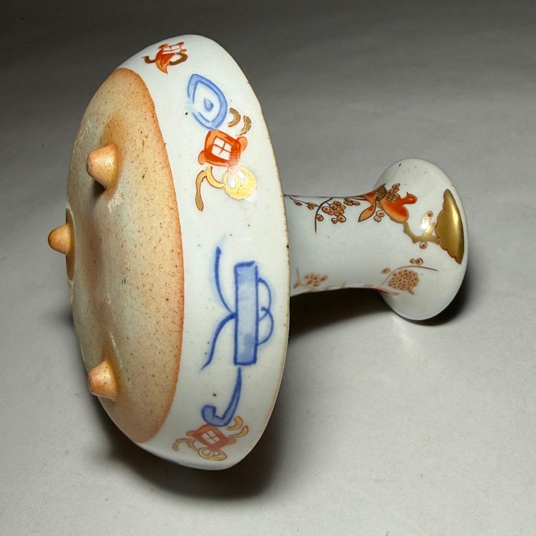 ◆伊万里 染錦金彩花鳥文銚子一対 酒器 上手品 明治時代◆