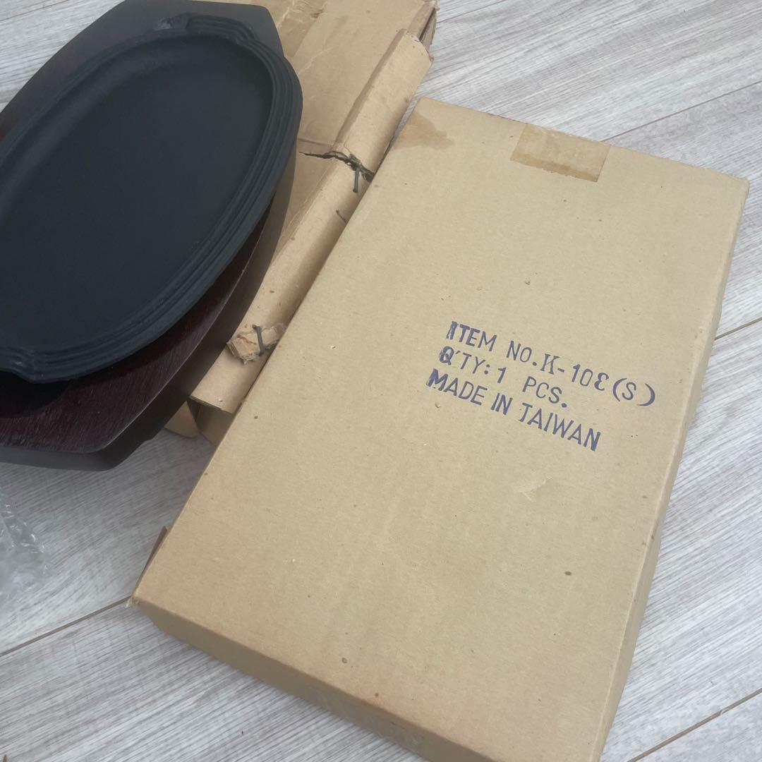 鋳鉄製オーバル型グリルパン 木製トレイ付きセット　新品