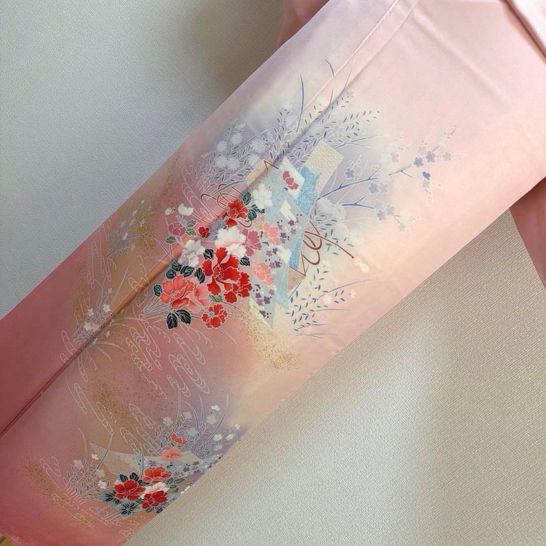 28 訪問着フルセット 正絹 ピンク 桃