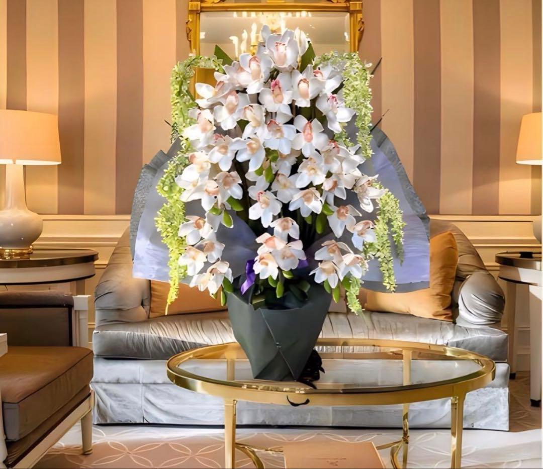 光触媒　人工観葉植物　フェイクグリーン　胡蝶蘭　シンピジューム６本立ち