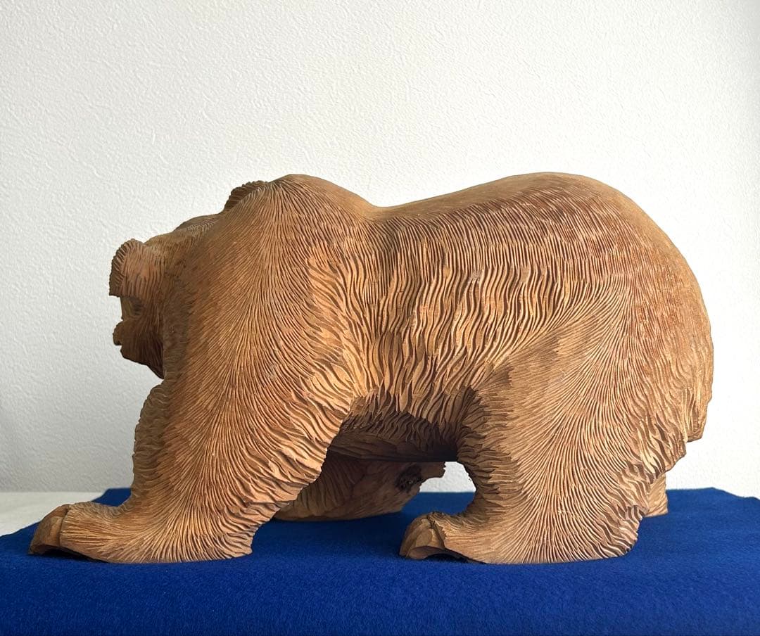 日川清作 トゥムシ彫り 木彫熊 1989年 北海道阿寒湖 3.4kg 37cm