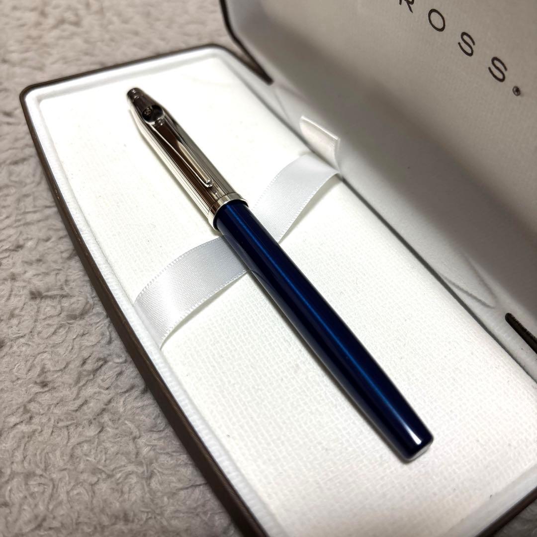 CROSS クロス シルバーカラー　ネイビー　万年筆 18Kペン先　希少