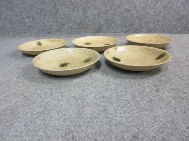 黄瀬戸絵変り小皿 5枚 [B24546]