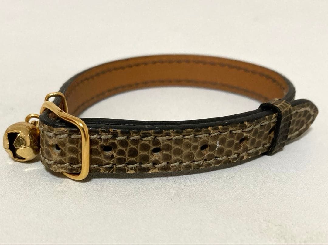 【希少・高級素材】エルメス リザード レザー ブレスレット（猫用首輪）