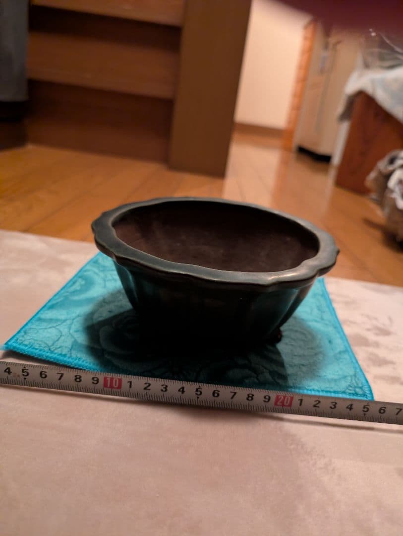 常滑盆栽鉢山秋造、緑色陶器盆栽鉢