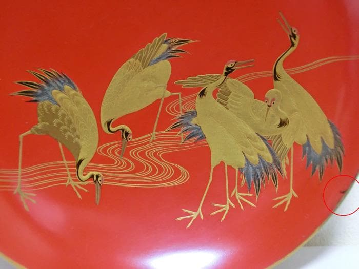 ☆江戸期☆江戸時代☆大盃☆塗師　西郡仙斎☆蒔絵☆鶴☆金彩☆共箱付☆