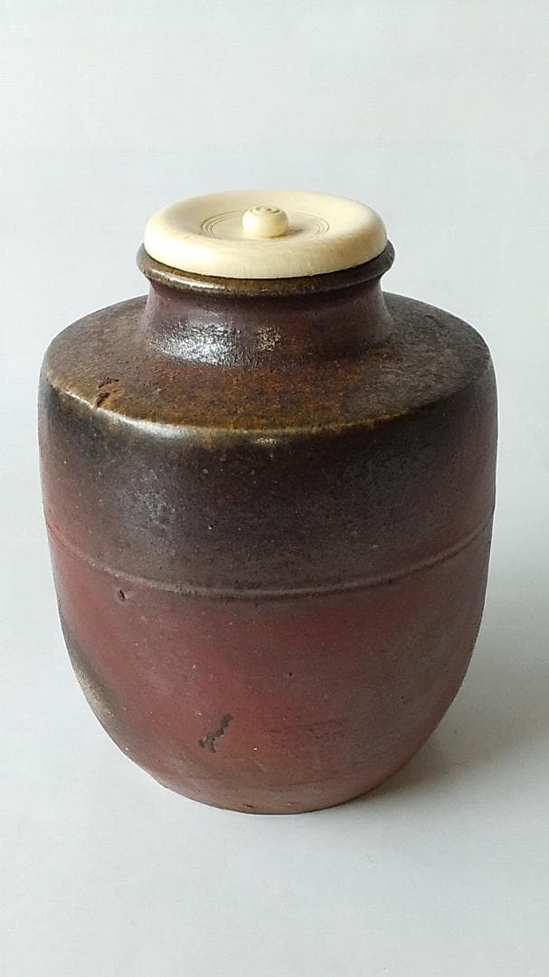 備前焼 竹内靖之 作 備前茶入 仕覆 国司間道 茶道具 共箱 栞 茶入 新品