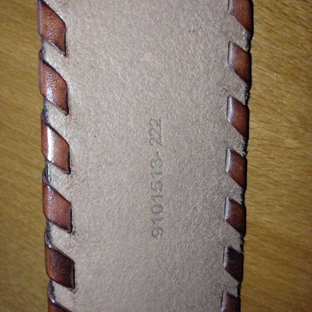 ラルフローレン　ベルト　S　ブラウン　本革　型押し　総柄　幅広　バックル金色