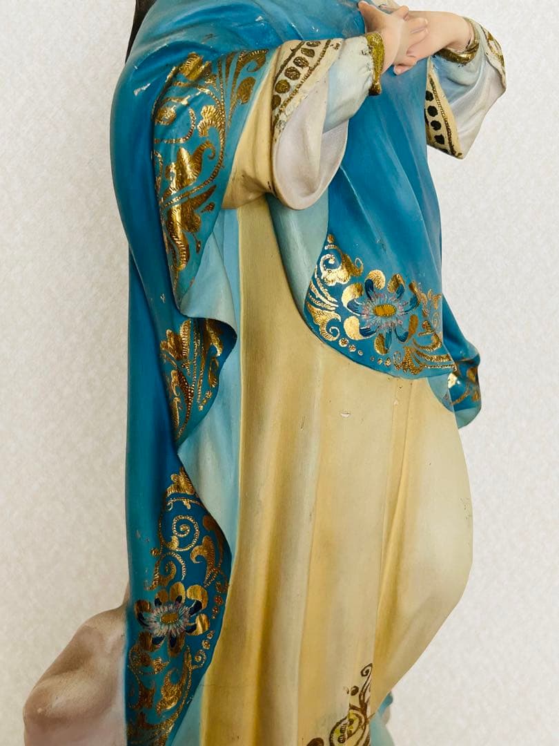 【超超希少美顔】✞無原罪の御宿り 胸に手を当てる聖母マリア像　宗教彫刻