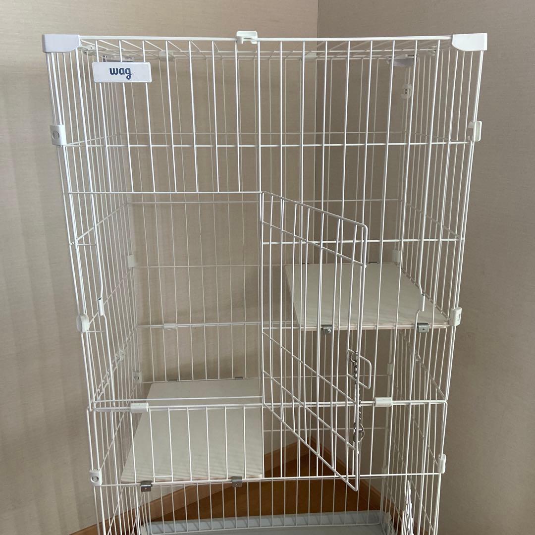 wag スリムキャットケージ　2段　ペット用品　猫　白　シンプル　インテリア
