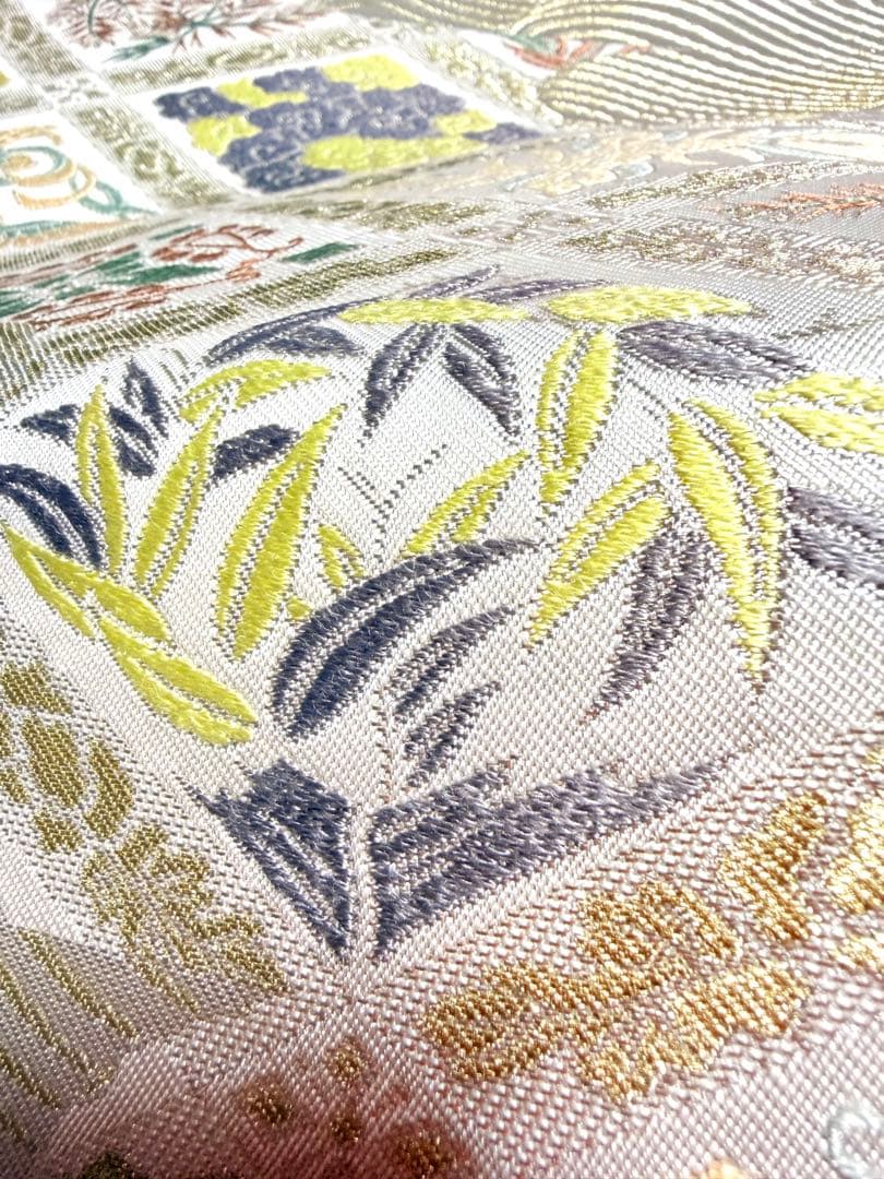 高級 袋帯 正絹 六通柄 服部織物 シルバー ホワイト 唐織 訪問着 留袖