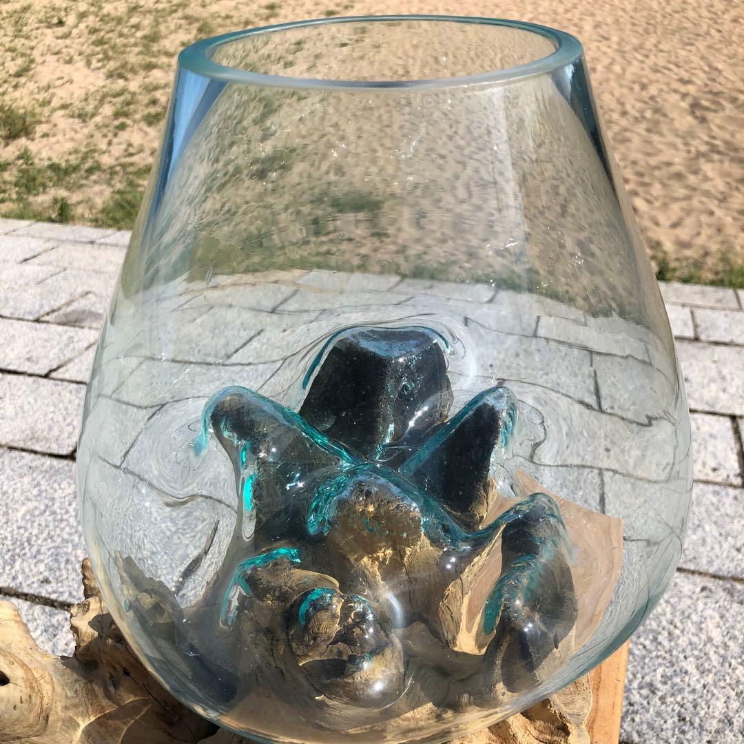 流木ガラス オブジェ特大V 花瓶 金魚鉢 ガーデニング テラリウム 観賞魚 容器