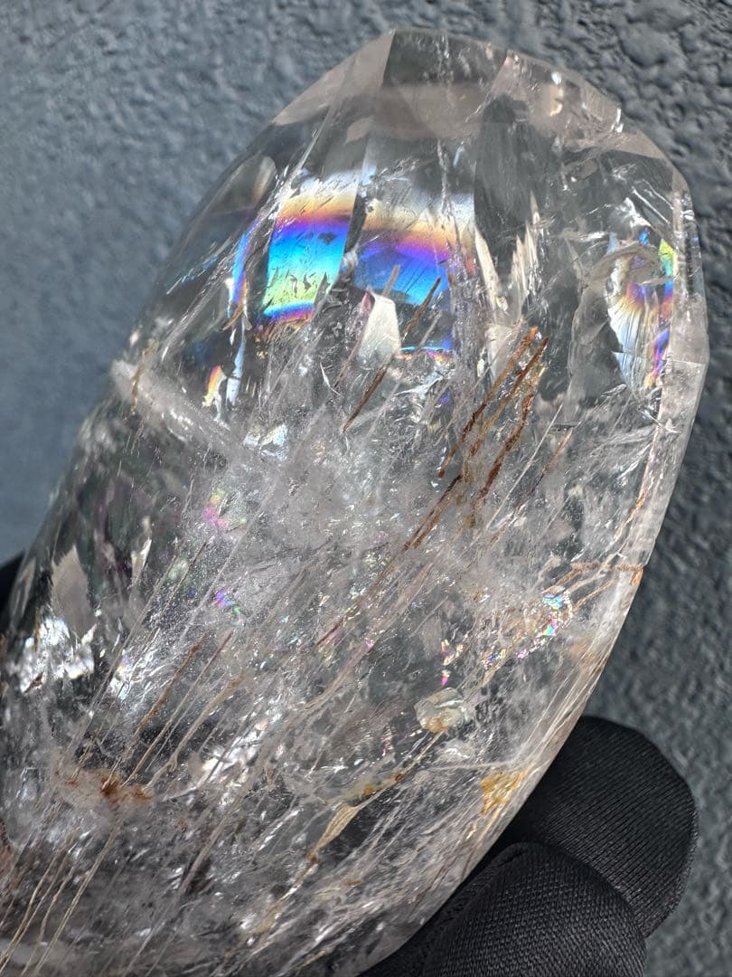 絶品❗虹入り水晶 ✴︎アイリスクォーツ 天然石 レインボー水晶 置物A1096
