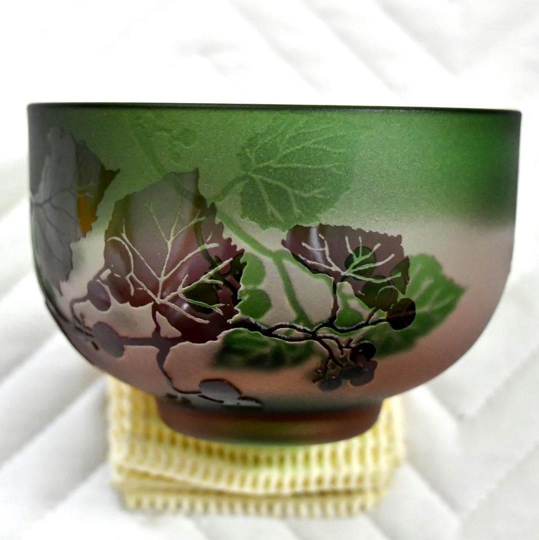 北一硝子 抹茶茶碗　夏用　ハンドメイド　サンドブラストの逸品 未使用長期保管品