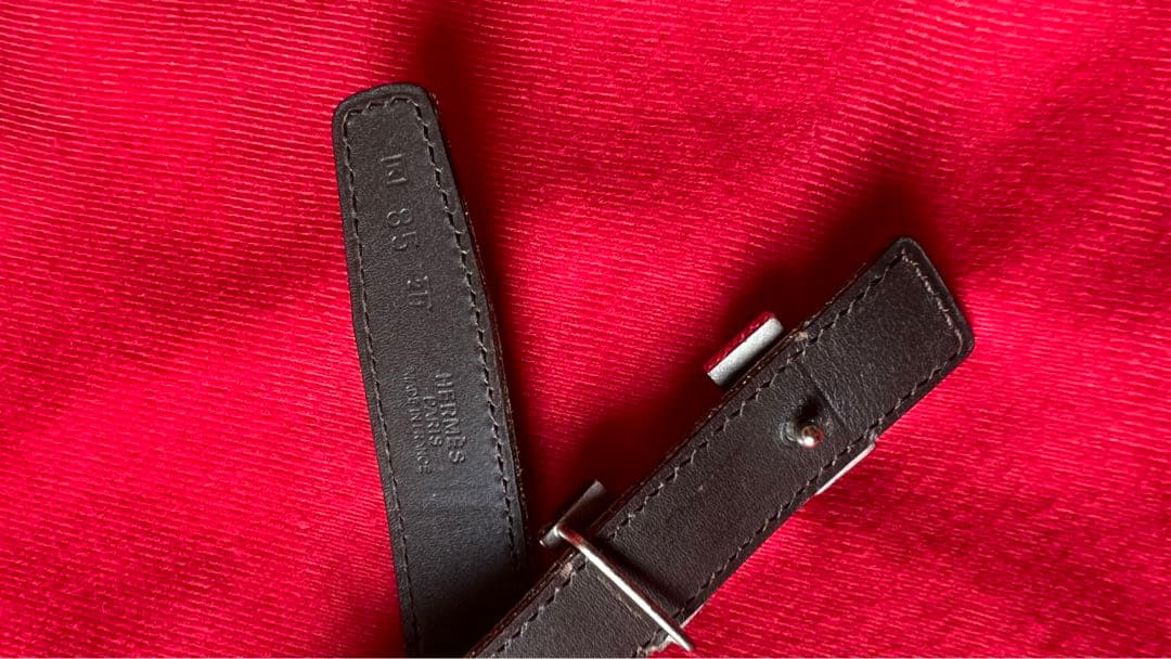 UESD エルメス　黄緑❌茶色　ベルト　エルメス HERMES コンスタンス