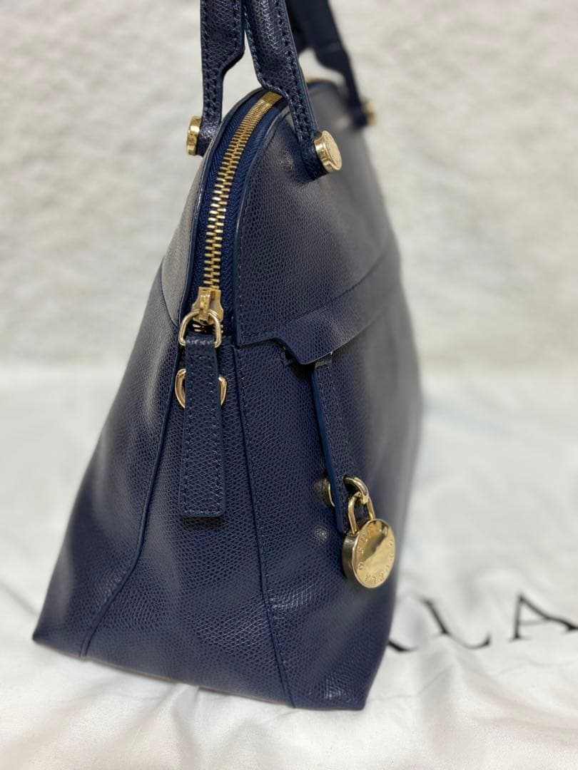 【美品】フルラ　パイパー　ネイビー　ハンドバッグ　ショルダーバッグ