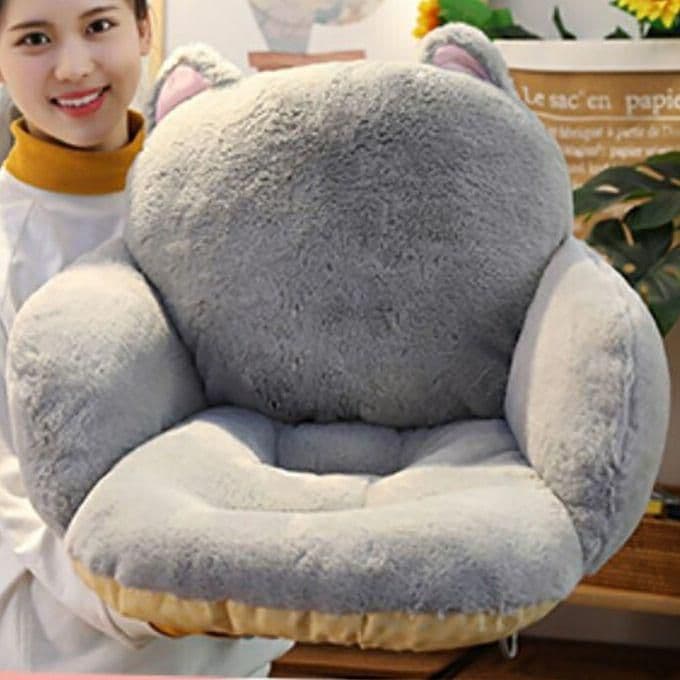 ２個セット 猫のチェアクッション☆　椅子 クッション 座椅子 猫 グレー
