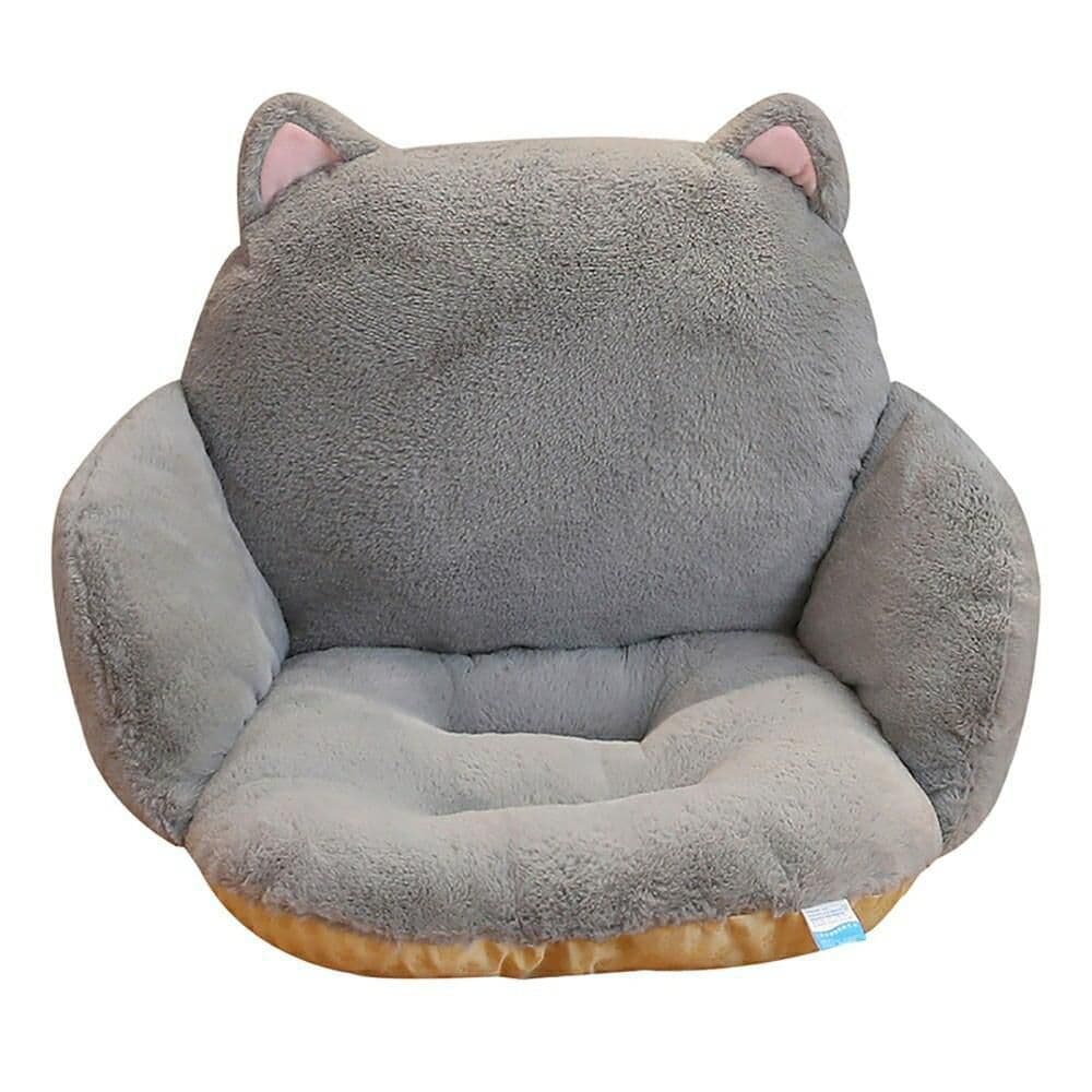 ２個セット 猫のチェアクッション☆　椅子 クッション 座椅子 猫 グレー