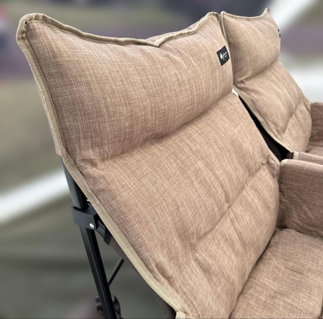 ロゴスLOGOS グランベーシック　折りたたみ式ベージュファブリックチェア