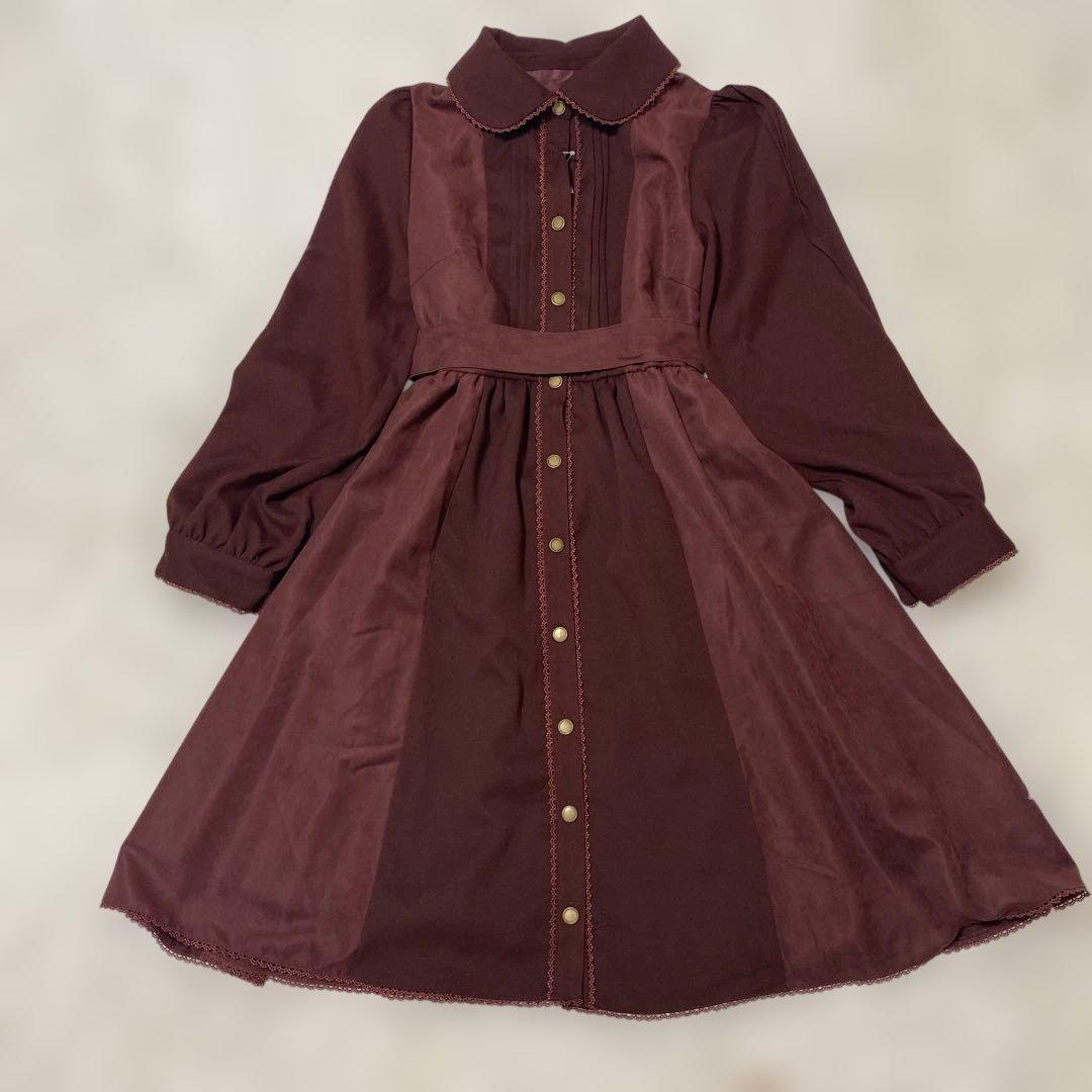 しまむら×くる実　ノエルドメモワール　配色リボンタイ ワンピース
