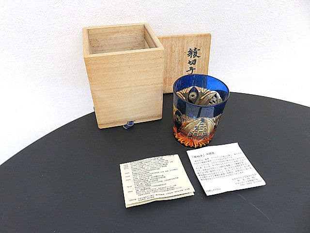 ぱ*だ様 未使用品　黒木国昭作　綾切子　オールドファッショングラス　共箱付き　現