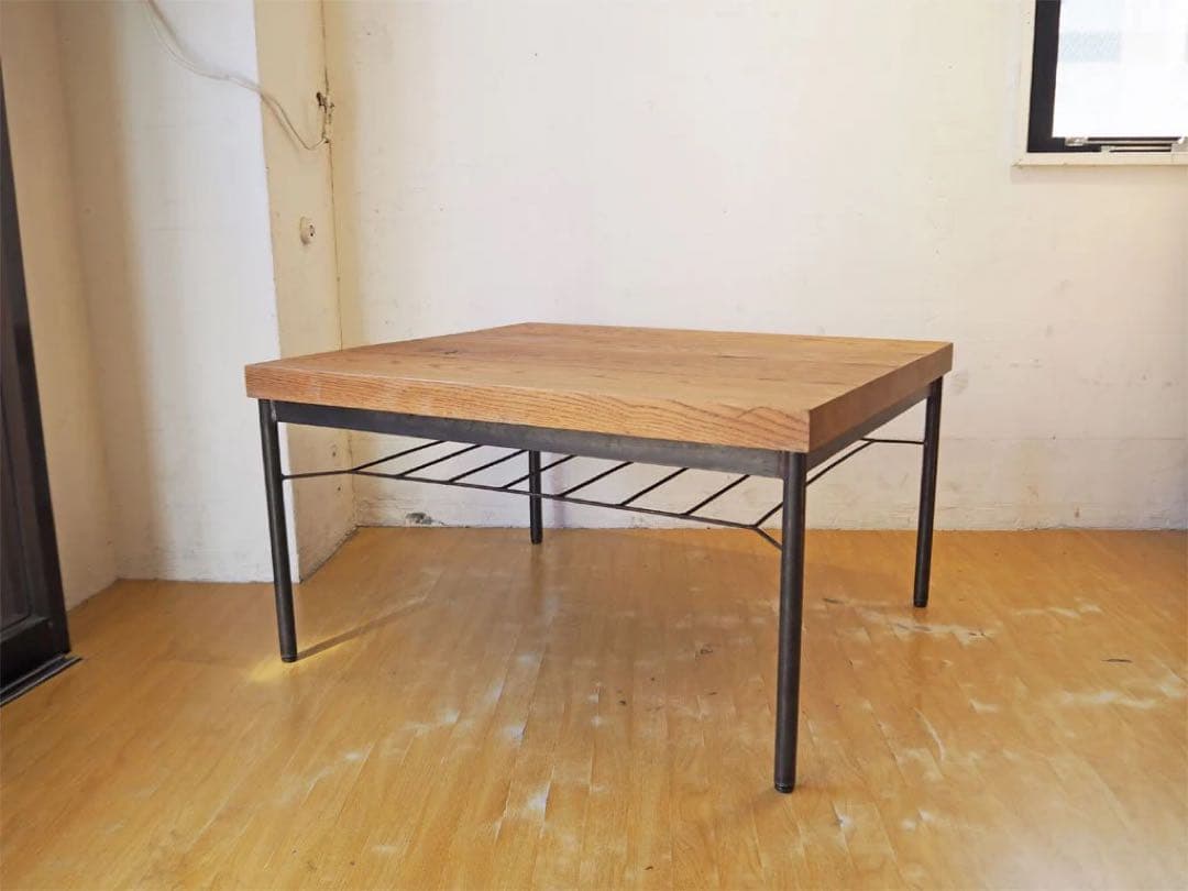 かしわもちはんTRUCKfurnitureオークアイアンレッグローテーブル