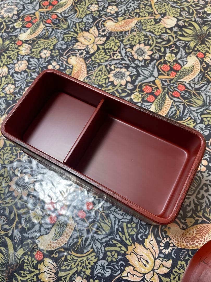 赤木明登工芸品　作家作品　漆塗りのお弁当箱と汁椀　墨色（黒）と朱色　箱付き