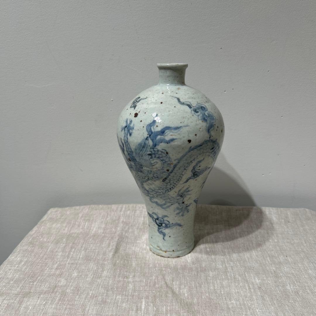 李朝　登り竜　美しい壺　古美術品