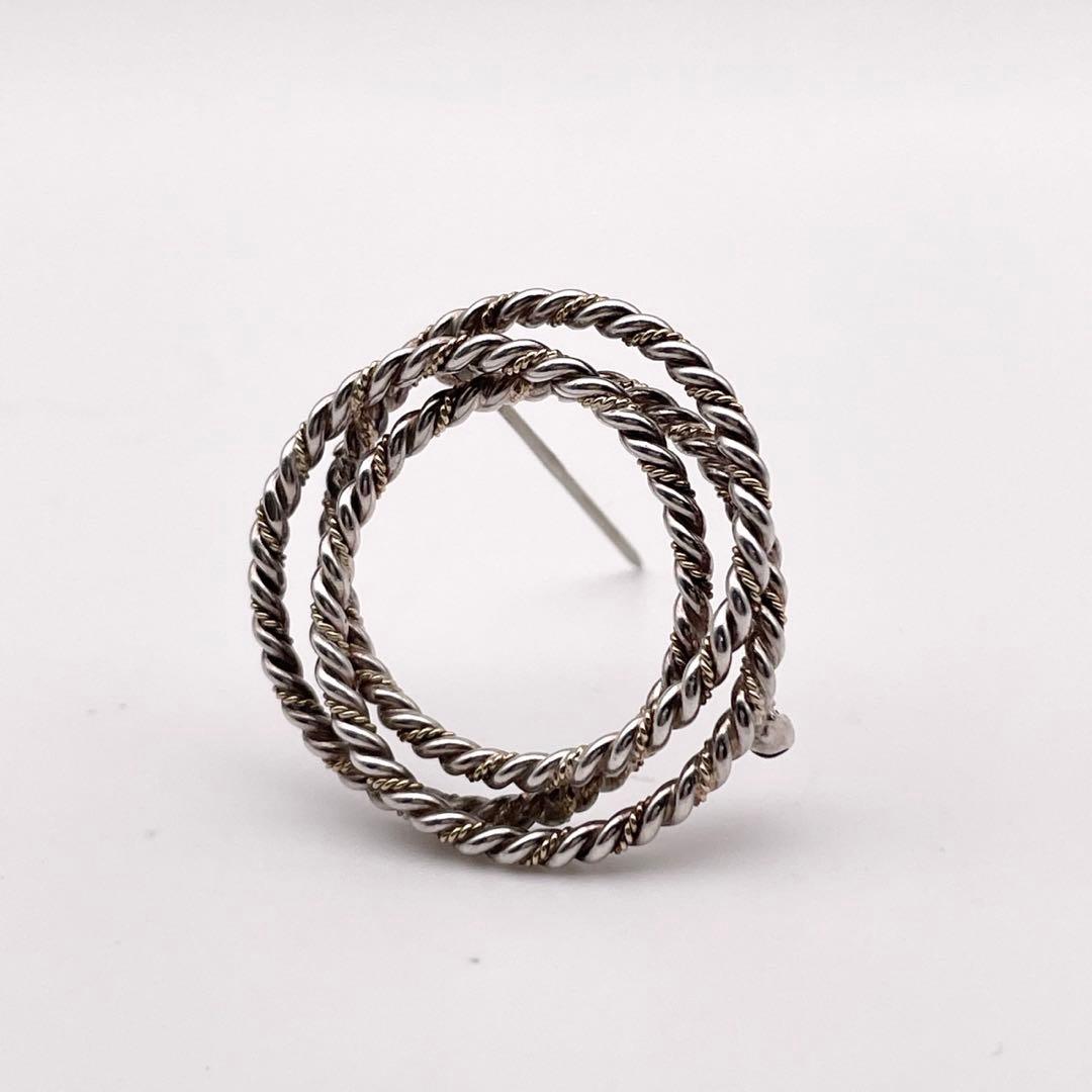 【美品】Tiffany& Co. コンビサークル ブローチ シルバー アクセ
