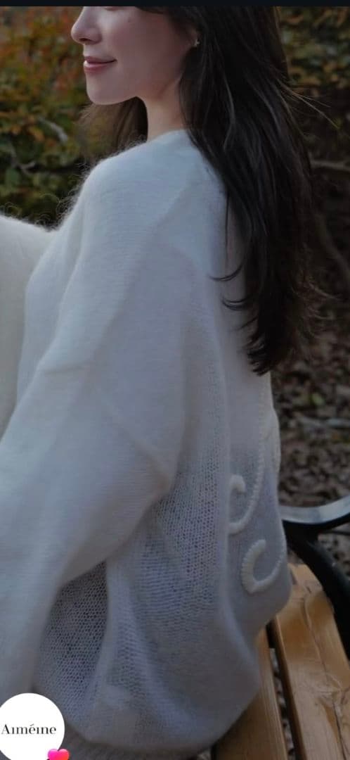 aimeine ホワイト ニット セーター 長袖