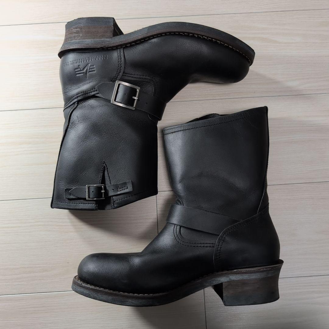 ALPHA INDUSTRIES エンジニアブーツ レザー 黒 27.5
