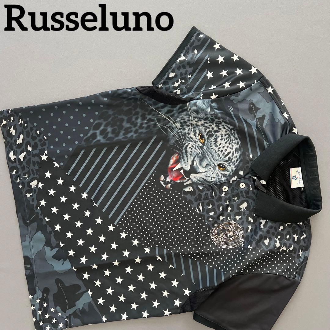 Russeluno ラッセルノ　ヒョウ柄　レオパード　ポロシャツ　メンズ　ゴルフ