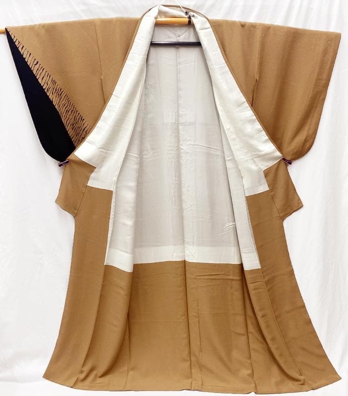 509mh2●紫籐尚世 脈 訪問着 キャメル色 布合わせ 襦袢袖付●状態良好