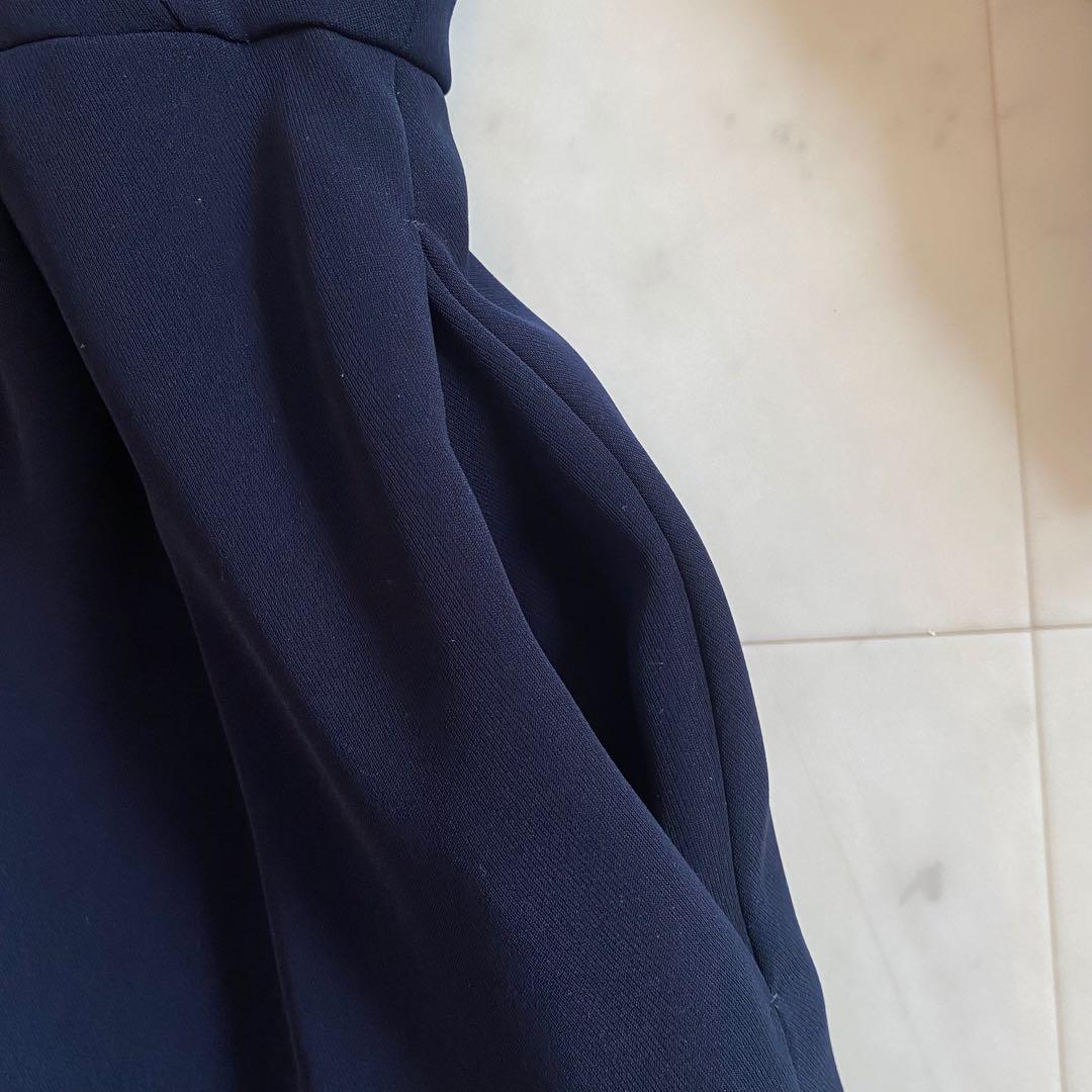 【美品】ボーダーズアットバルコニー　V-NECK DRESS 38 ネイビー