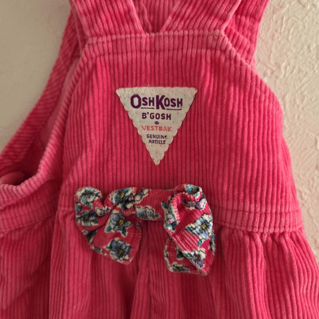 OshKosh☆ピンクロンパース　コーデュロイ　花柄　80年代　USA製　24М