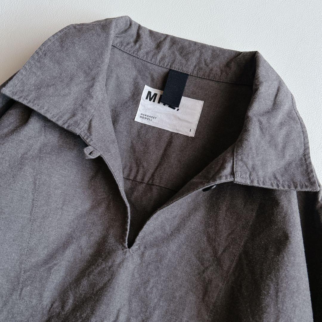 MHL. ⿻ メランジ コットンシャンブレー プルオーバー ルーズ ナチュラル