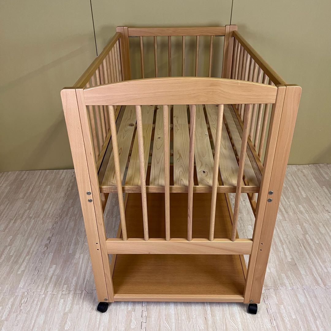 ☆除菌清掃済☆　超美品　日本製　サワベビー　ハイタイプ　すのこ床板　3面スライド