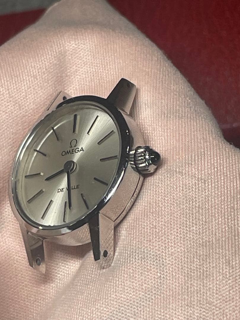 OMEGA 手巻き　正確稼働　オニキスリュウズ　裏蓋シール　純正尾錠・ベルト・箱