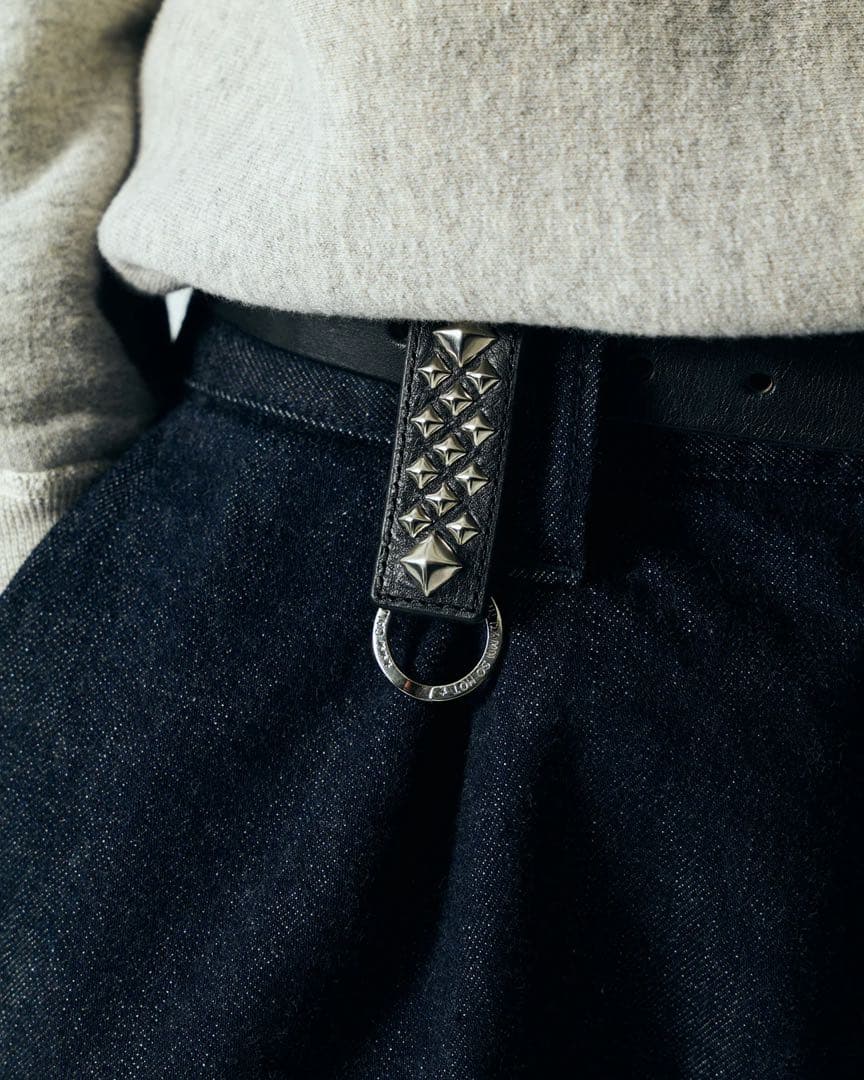 小物 CALEE STUDS LEATHER SNAP KEY RING