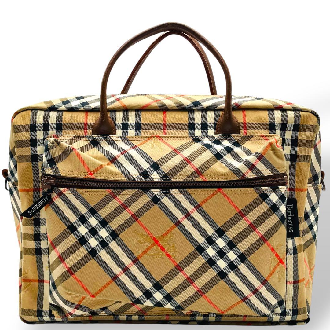 美品 BURBERRY ビジネスバッグ キャンバス ノバチェック シャドーホース
