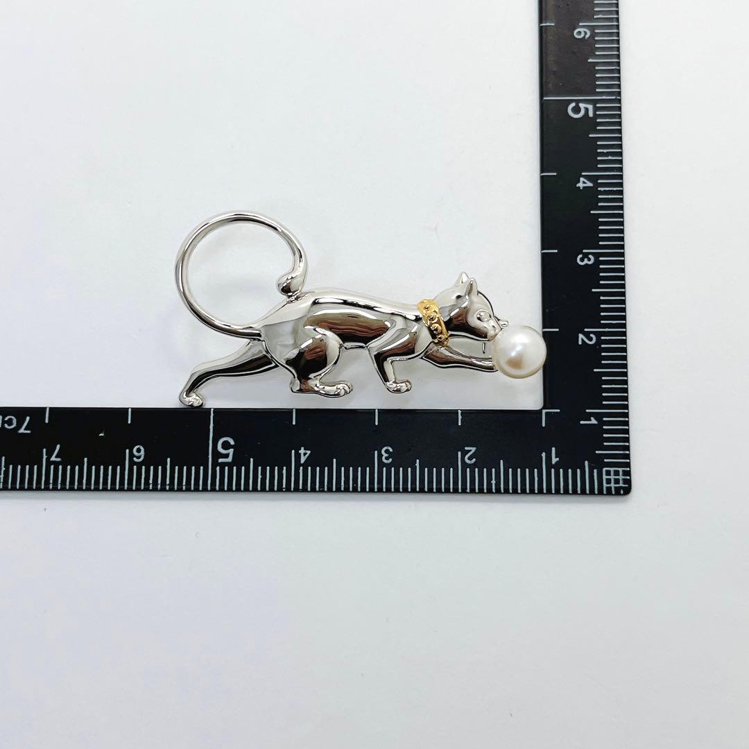 【未使用品】MIKIMOTOミキモト パール　ブローチ　コサージュ　猫