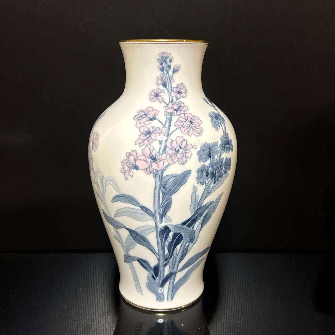 大型 大倉陶園 OKURA 彩色花図 花瓶