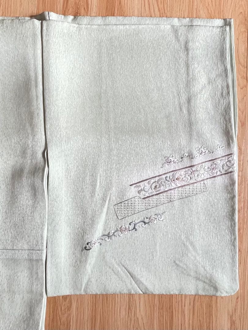 正絹 付け下げ汕頭刺繍 袷 裄丈69.5 身丈171 トール身幅広 ガード加工