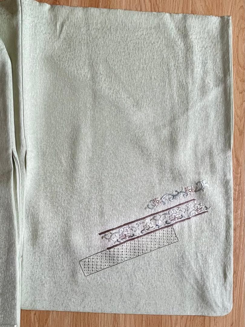 正絹 付け下げ汕頭刺繍 袷 裄丈69.5 身丈171 トール身幅広 ガード加工